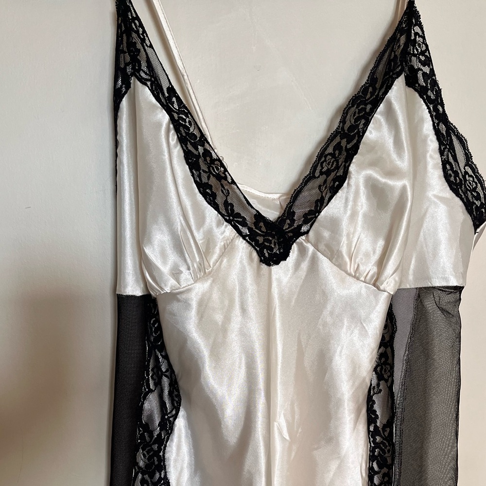 Y2K Mesh Panel Lace Detail Slip Dress